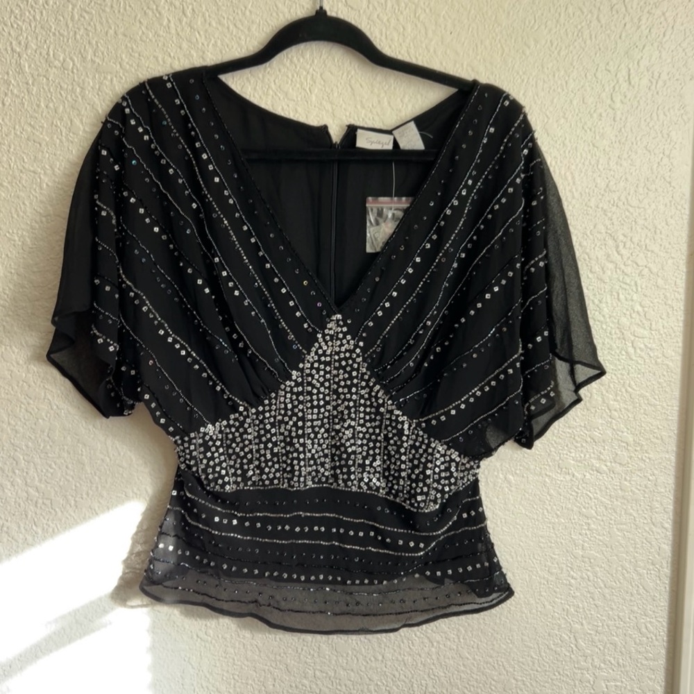 Spiegel Black Beaded Blouse